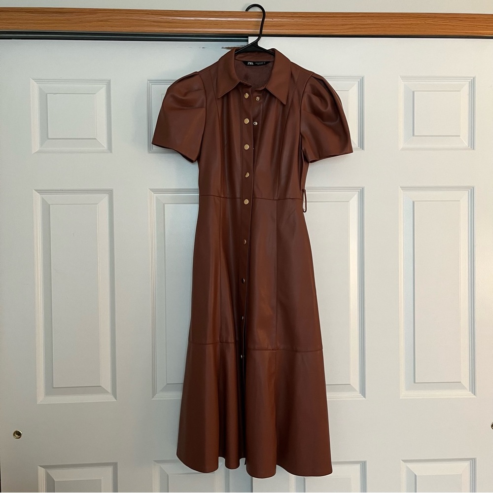 ZARA dark blush leather dress